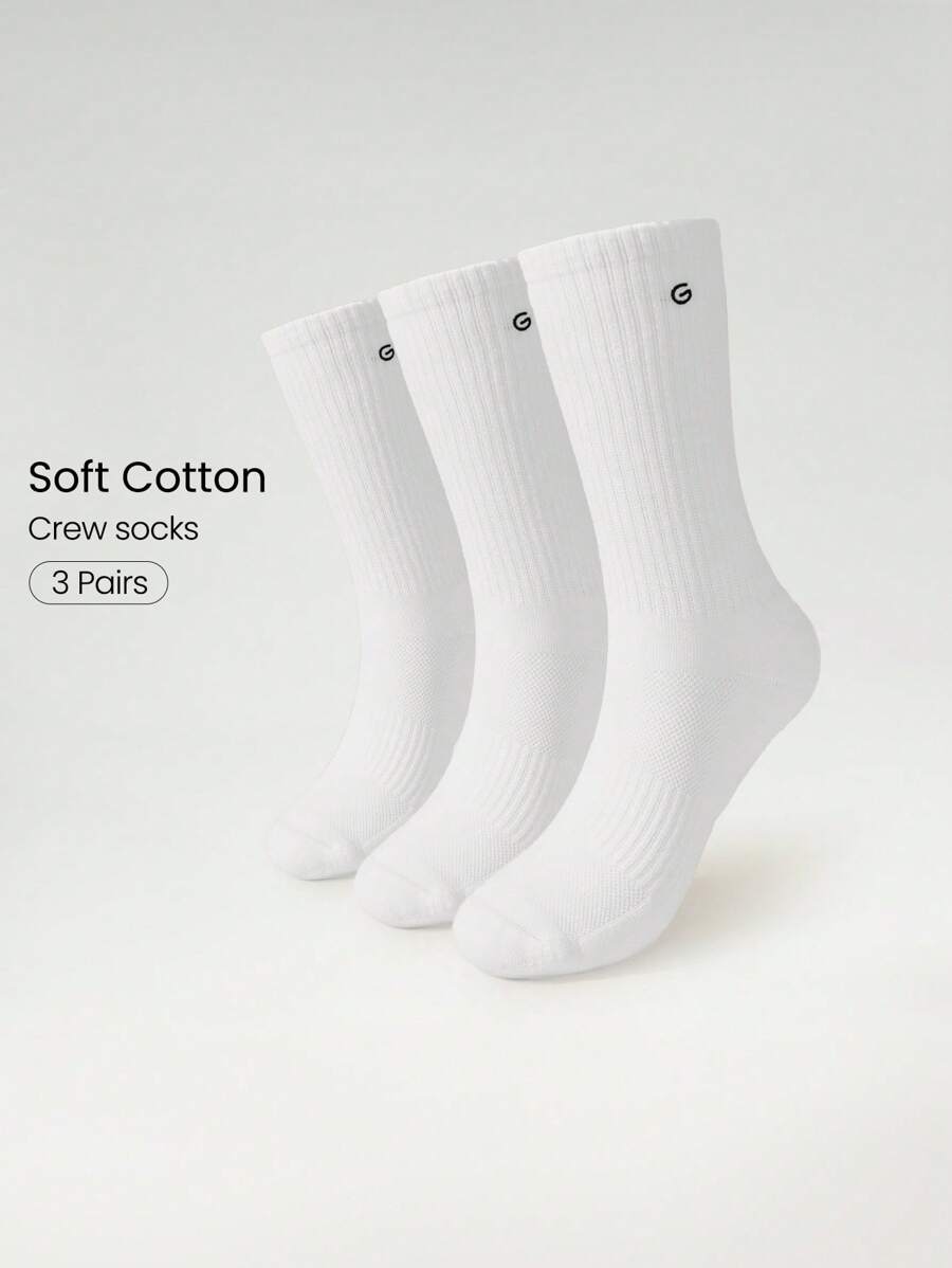 GLOWMODE 3 Pairs Socks Soft Ventilated Mesh With Embroidered Logo Gym Workout Daily
