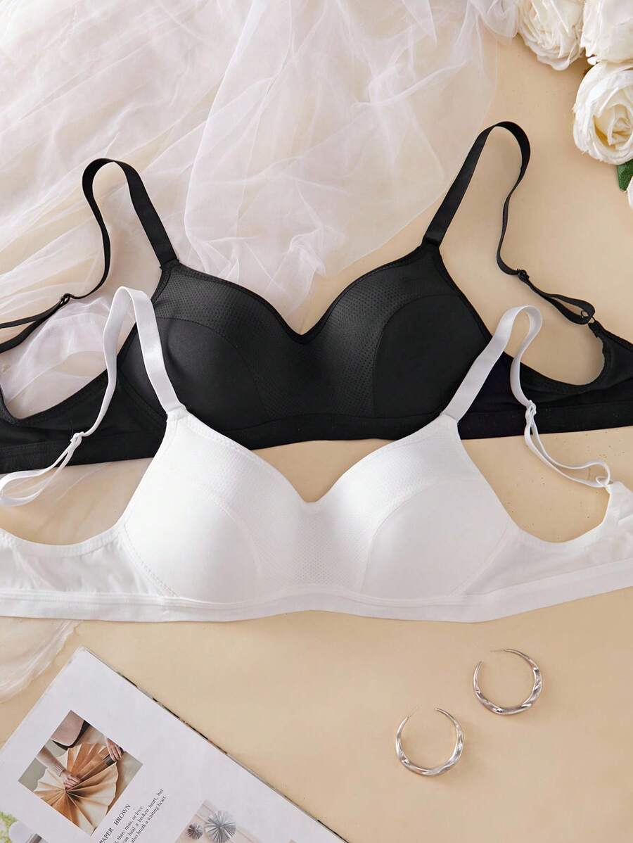 SHEIN 2 Stücke drahtlose, bequeme, lässige Sport-BHs für Frauen