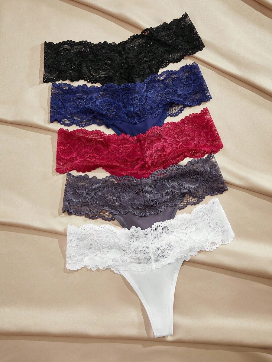 Charlaine Charlaine 5pack Floral Lace Thong, Sexy Lingerie