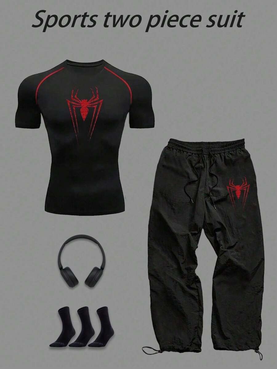 Manfinity Sport Corelite Herren Sport Set: Kurzarm T-Shirt und Shorts, geeignet als sommerliche Sportbekleidung für Läufe, Workouts, Gym-Outfit, atmungsaktiv