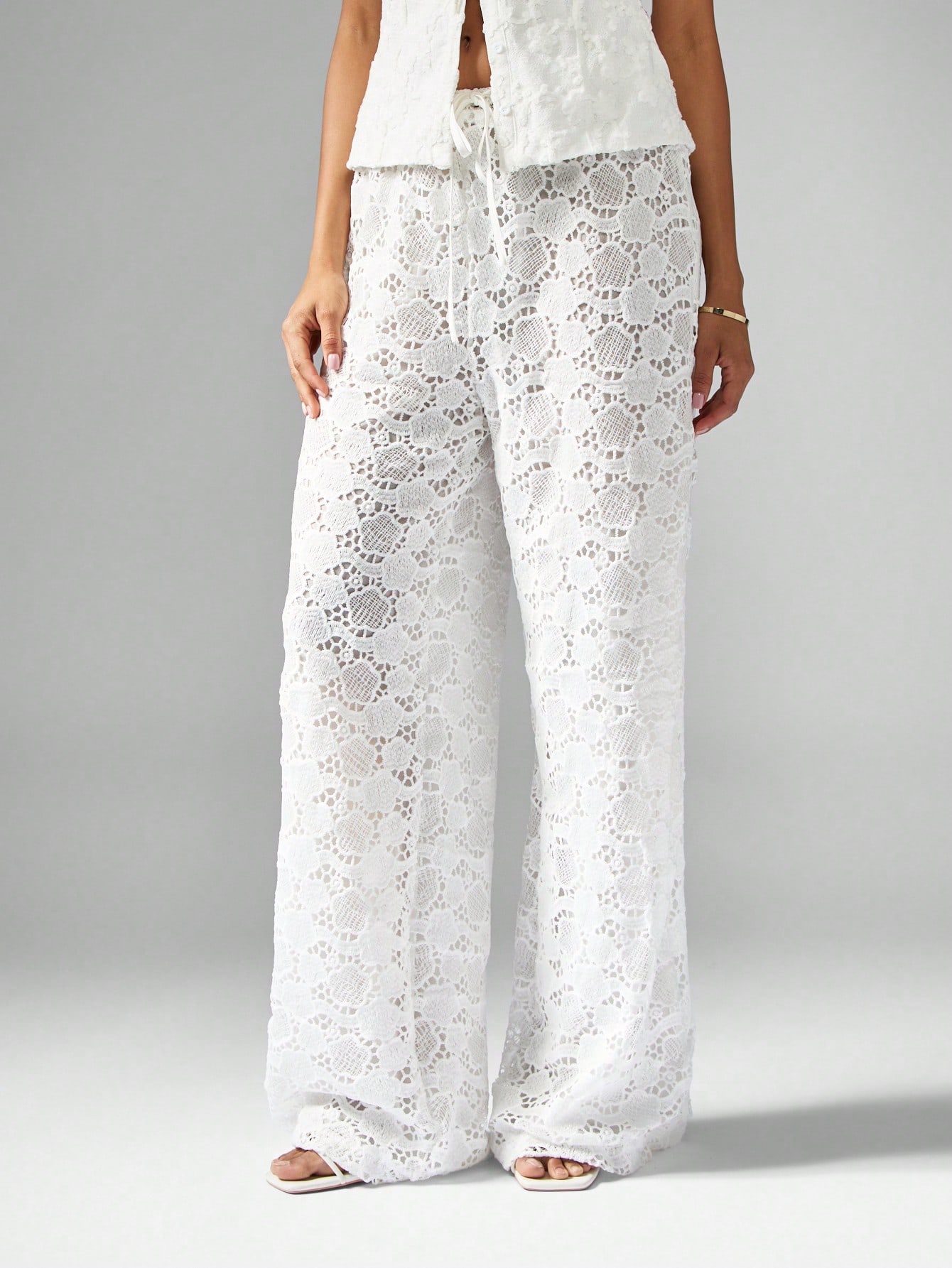 【未開封】Eaphi / PATTERN LACE EASY PANTS MISSGUIDED Lace Wide Leg Palazzo Pants With Drawstring Waist