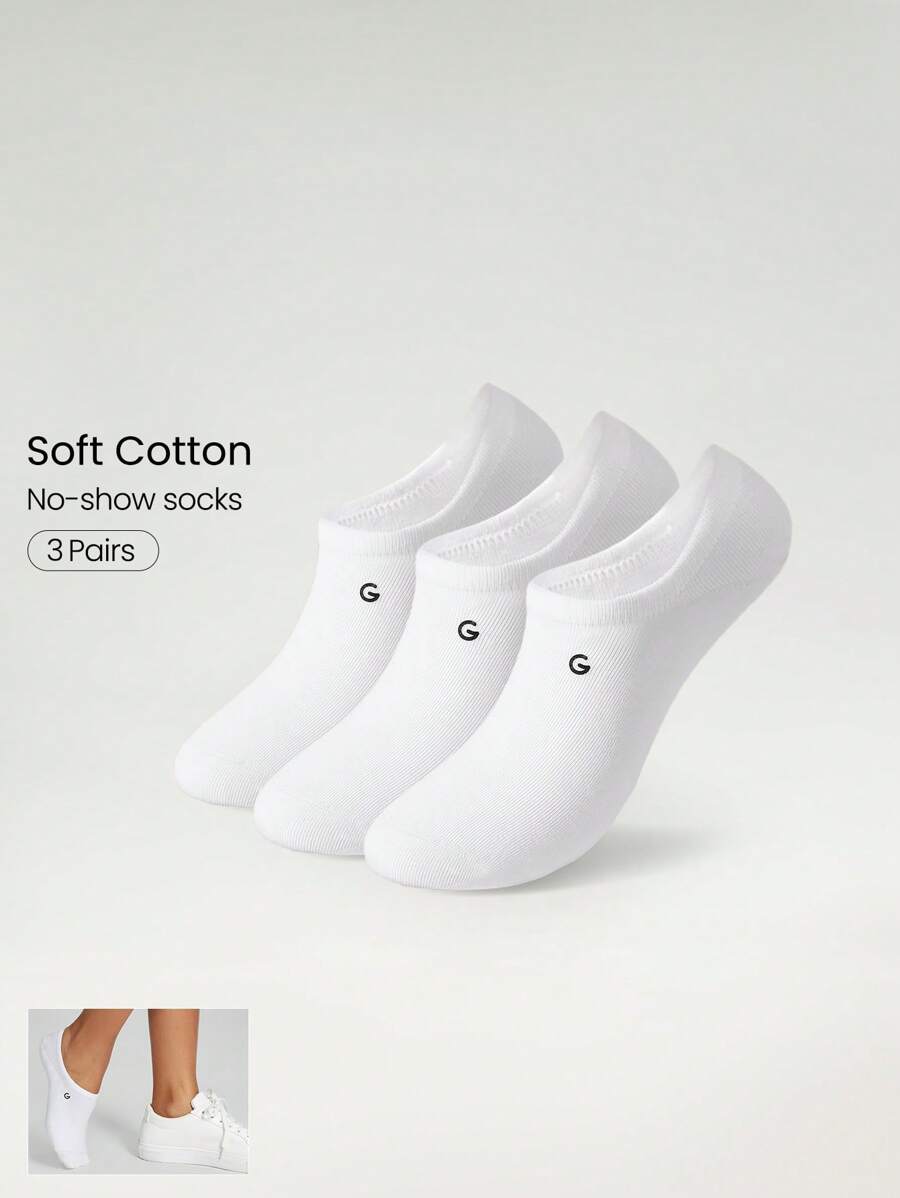 GLOWMODE 3 Pairs Invisible No-Show Socks Walk A Mile Soft Grip Daily Studio Workout Gym