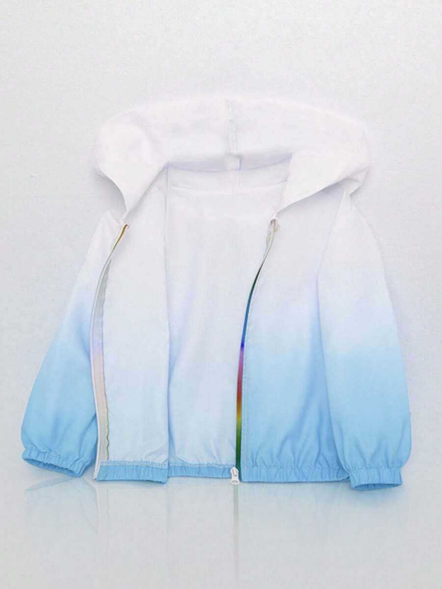 Giacca leggera e casual con protezione solare, con cerniera frontale e sfumatura di colori, adatta per ragazze, per uso quotidiano estivo
