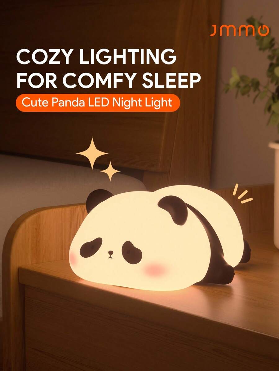 JMMO Lampada decorativa per la stanza, Luce notturna a LED carina a forma di panda sdraiato, Luce notturna in silicone a 3 livelli di luminosità e controllo touch, Ricaricabile e con timer per camera da letto, regali di compleanno, festival, bambine, decorazione camera da letto, luce da toeletta, luci natalizie, essenziali per vacanze autunnali e invernali, campeggio, accessori per vacanze
