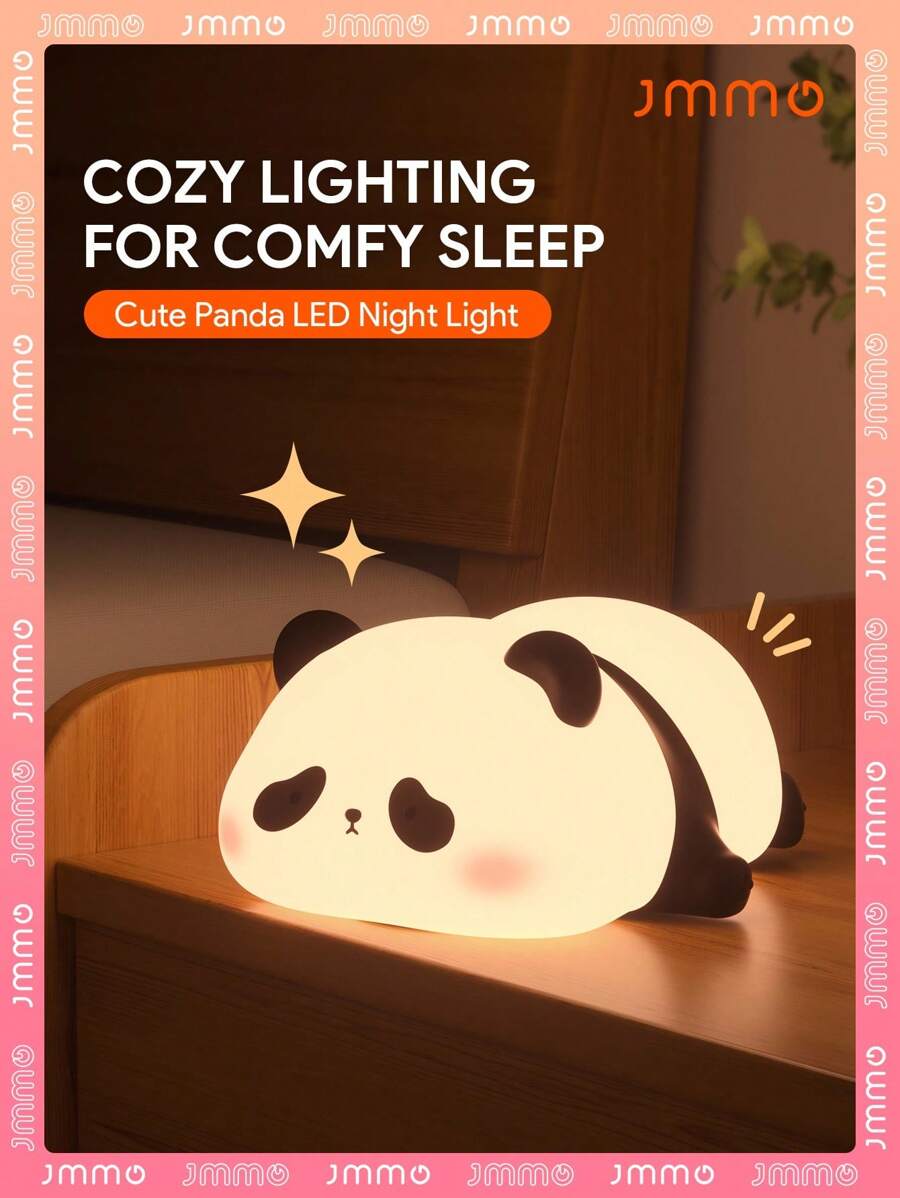 JMMO Lampada decorativa per la stanza, Luce notturna a LED carina a forma di panda sdraiato, Luce notturna in silicone a 3 livelli di luminosità e controllo touch, Ricaricabile e con timer per camera da letto, regali di compleanno, festival, bambine, decorazione camera da letto, luce da toeletta, luci natalizie, essenziali per vacanze autunnali e invernali, campeggio, accessori per vacanze