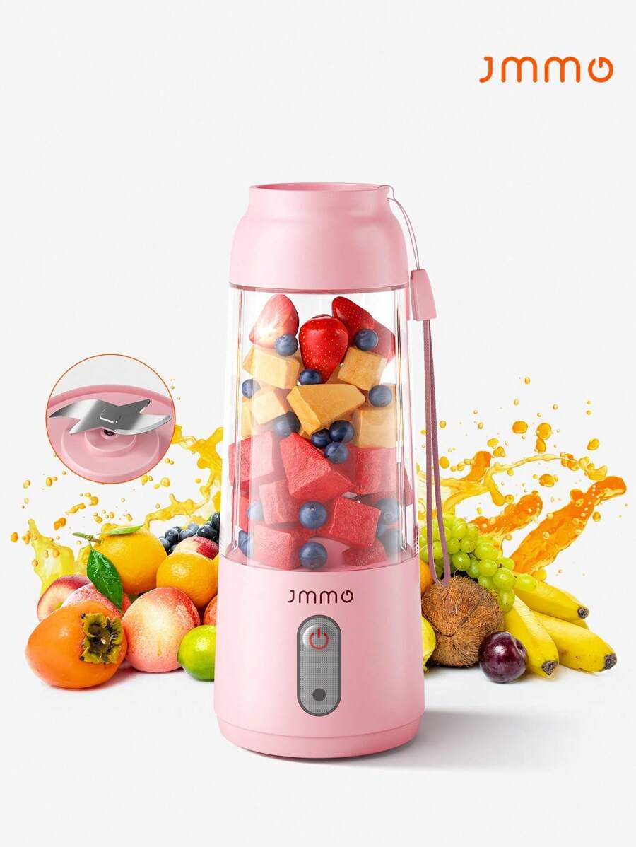 JMMO Espremedor Elétrico Portátil, Liquidificador Portátil Espremedor, Liquidificador Pessoal Tamanho Sucos e Shakes, Mini Liquidificador Recarregável por USB, Liquidificador Portátil Esportivo, Alta Velocidade e Longa Duração da Bateria para Viagem e Casa 300ml