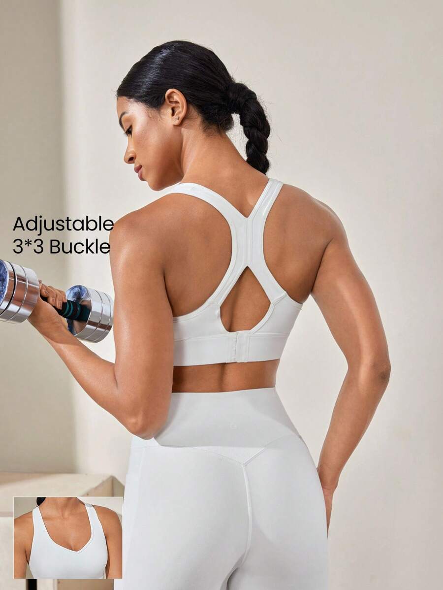 GLOWMODE FeatherFit™-Sculpt V Neck Racerback Sports Bra Tank Top Medium Support Workout Gym