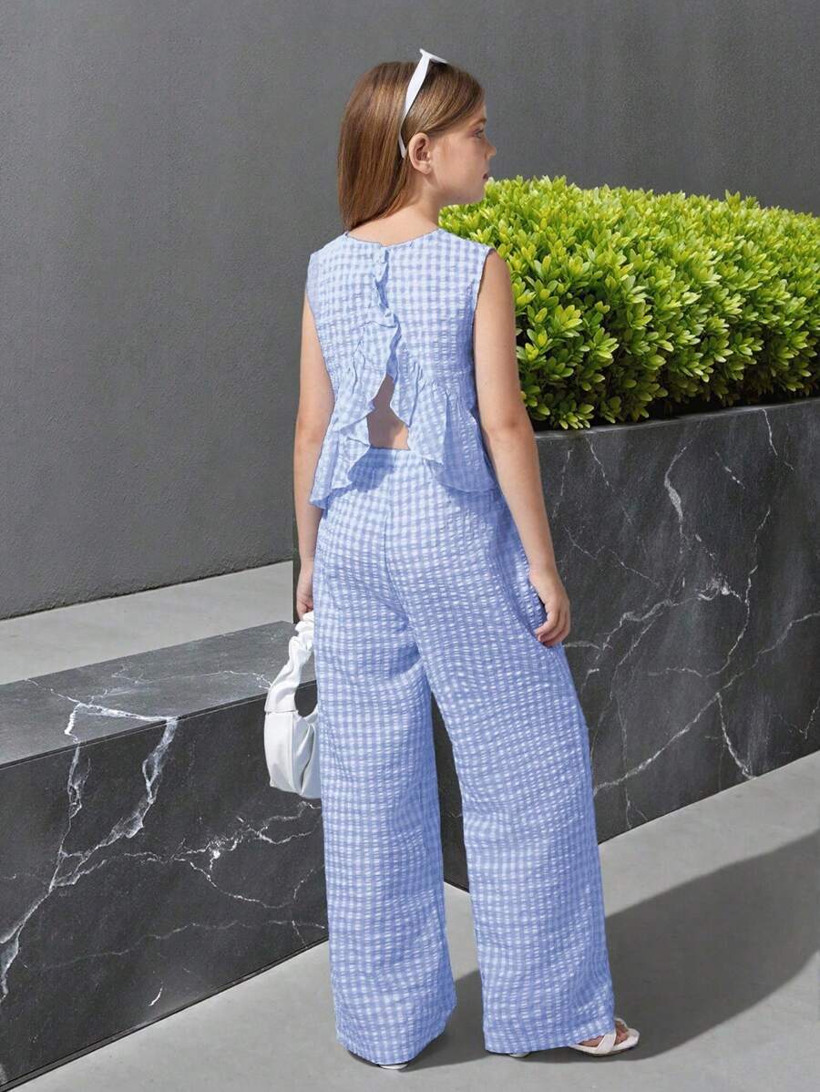 Outfit estivo per ragazzi con schiena arricciata e pantaloni senza spalline