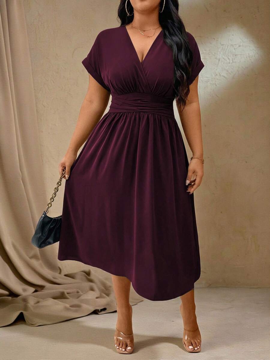 Roveilla Robe à manches chauve-souris ample pour l'été, tenue maxi femme bordeaux pour Noël