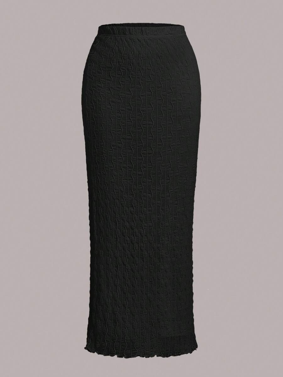 SHEIN EZwear Solid Textured Skirt