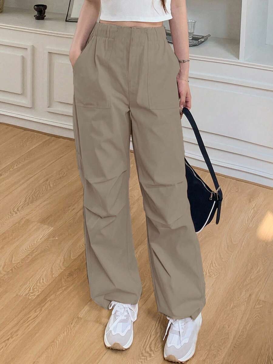 Dazy Kids Pantaloni larghi con pieghe e tasche, casual e comodi, adatti per ragazze adolescenti, versatili