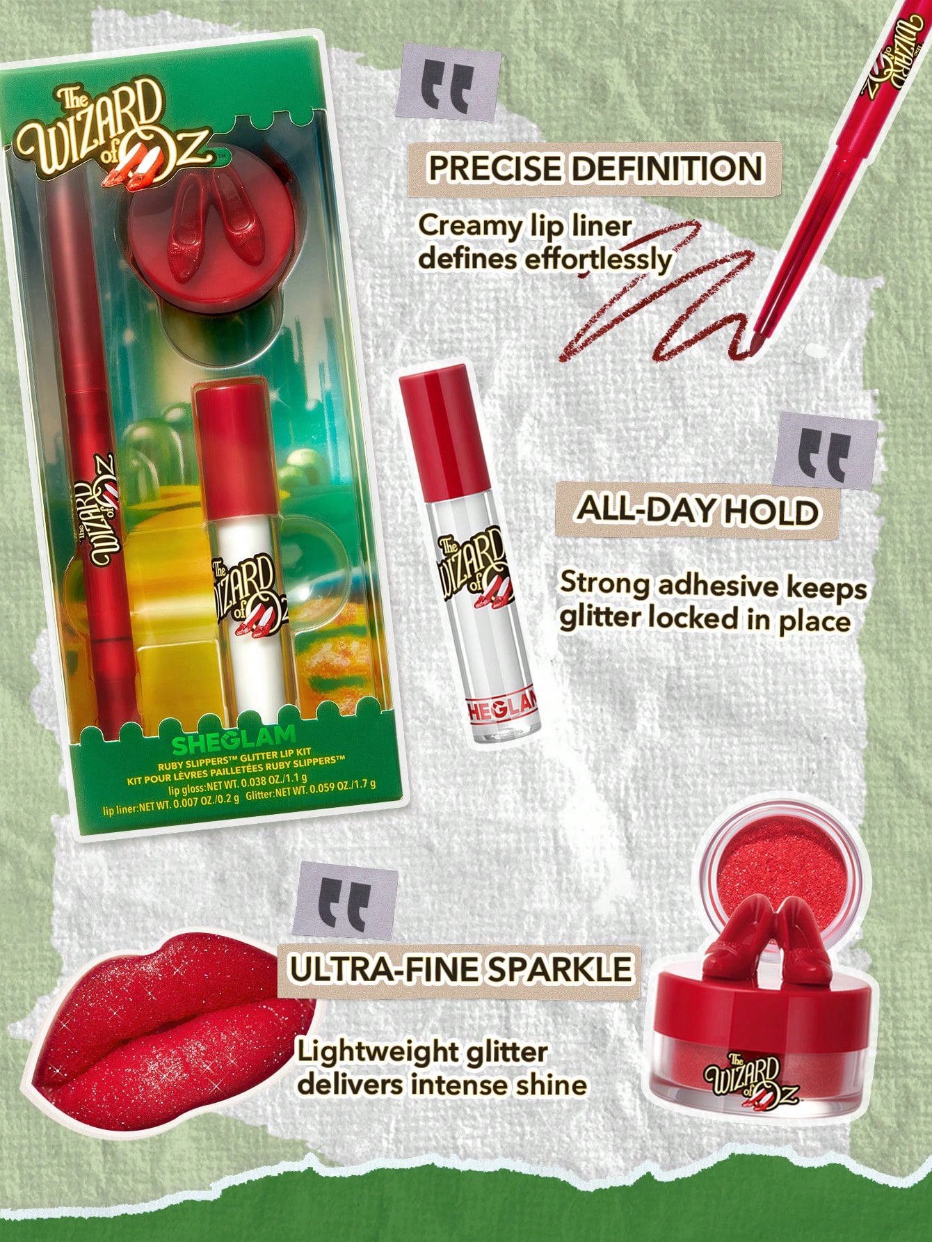 The Wizard of OZ™ | SHEGLAM Ruby Slippers™ Glitter Lip Kit