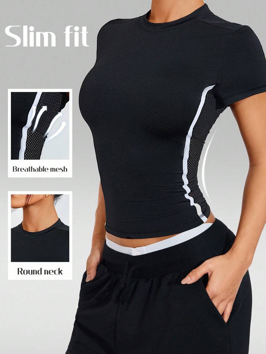 SHEIN Sport Studio Top da allenamento corto con schiena a incrocio FeatherFit™