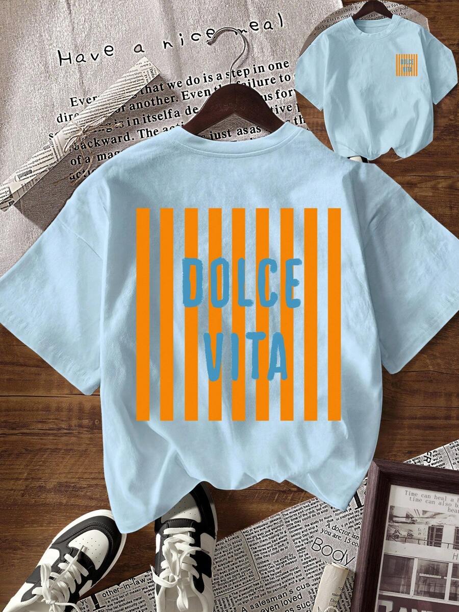 INAWLY Camiseta de mujer de manga corta con cuello redondo y estampado de colores contrastantes