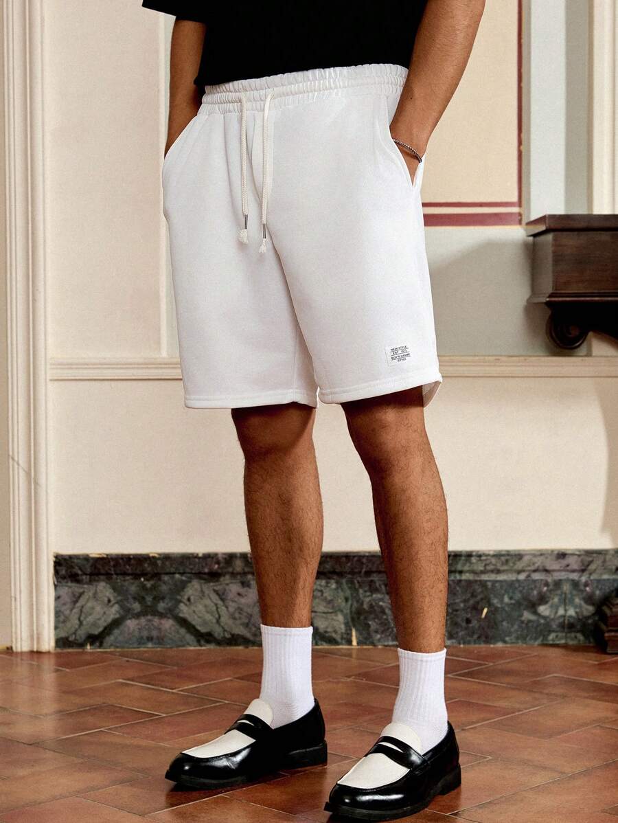 SWAVVY Pantaloncini da uomo con coulisse in vita e patch con lettera, adatti per il ritorno a scuola