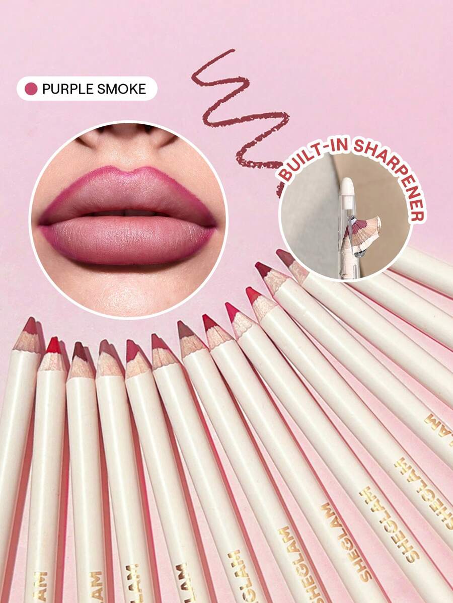 SHEGLAM Lip Facts Lip Liner-Purple Smoke Creamy-Matte Lip Liner Pencil High Pigment Not Easyto Fade Silky Smooth Matte Contour Tint Lip Makeup Graduation Birthday Holiday Summer Fall Autumn Y2K Fancy Fashion Women Brand Makeup Cosmetic Beauty Party Beach Travel Camping Outdoors School Campus Trip Festivals Decor Gift Present Rose Girl Cosplay Best Color Charm Vibe