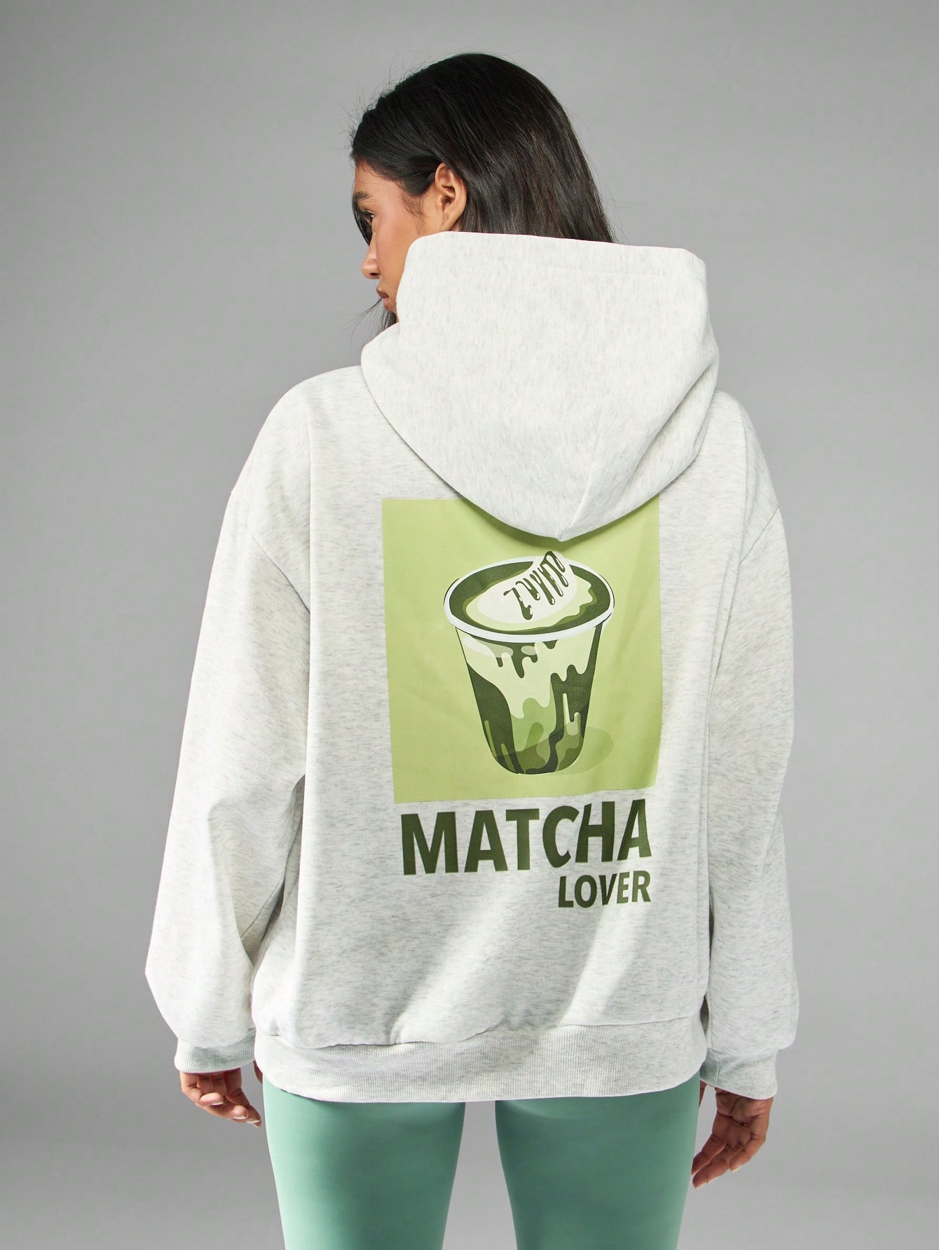MISSGUIDED Matcha Lover Graphic Hoodie With Centre Pocket