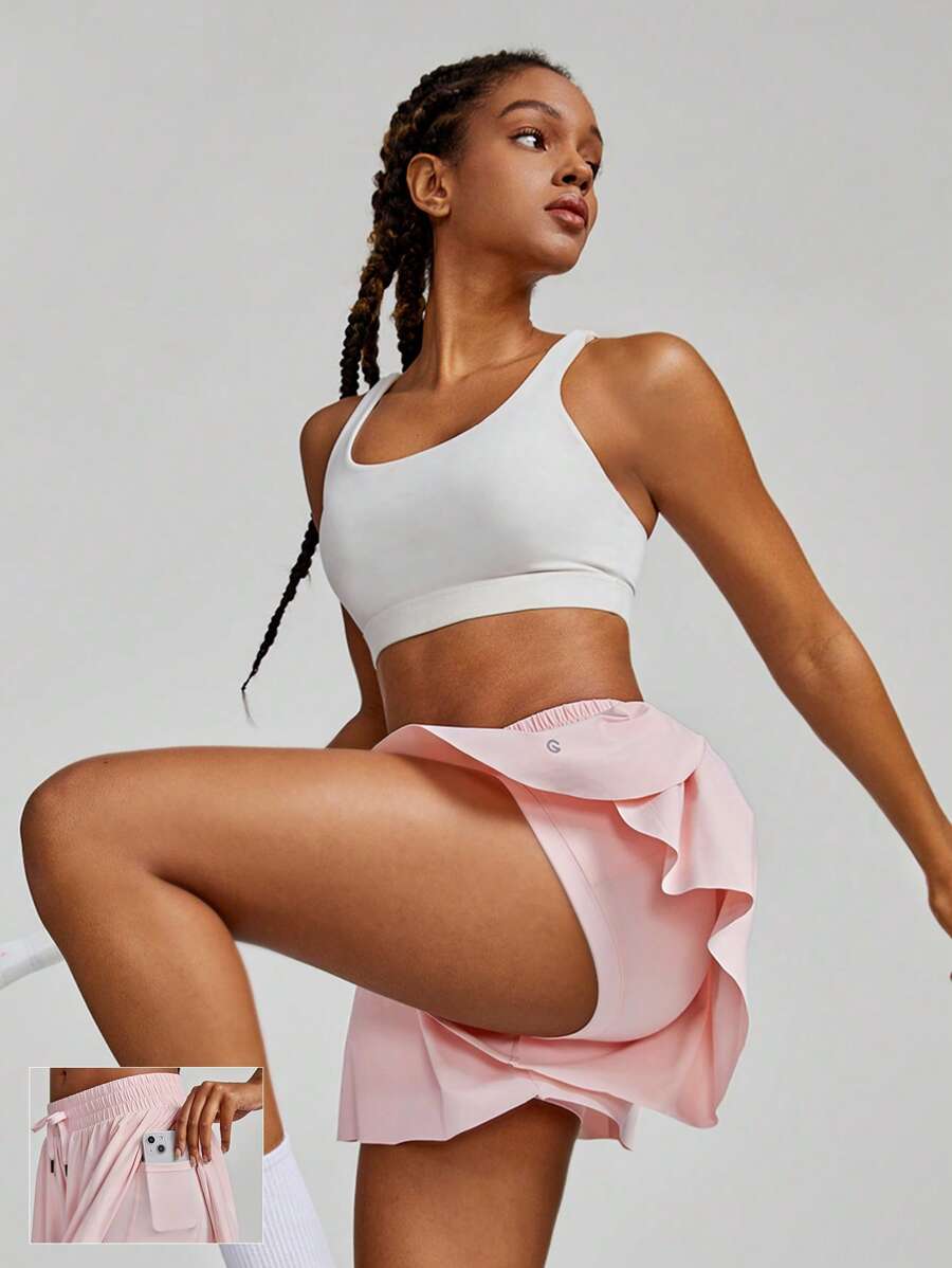 GLOWMODE Drawstring Pocket Mini Skort With Built-In Underwear Tennis Golf Summer Anti-Odor