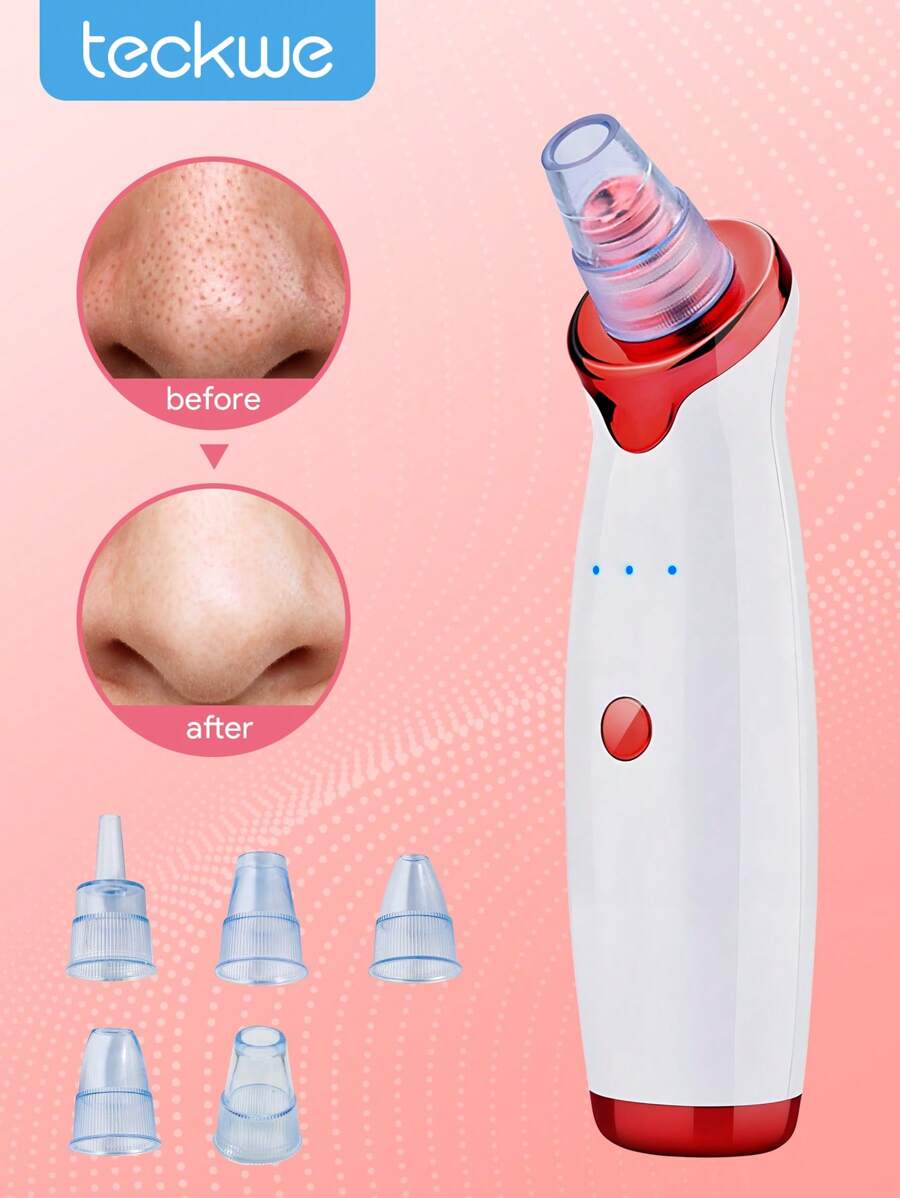 Teckwe Extractor de Puntos Negros, Aspirador Eléctrico de Poros para Extraer Puntos Negros, Acné, Comedones y Puntos Blancos, con Interfaz USB y 5 Niveles de Succión, para Hombres y Mujeres