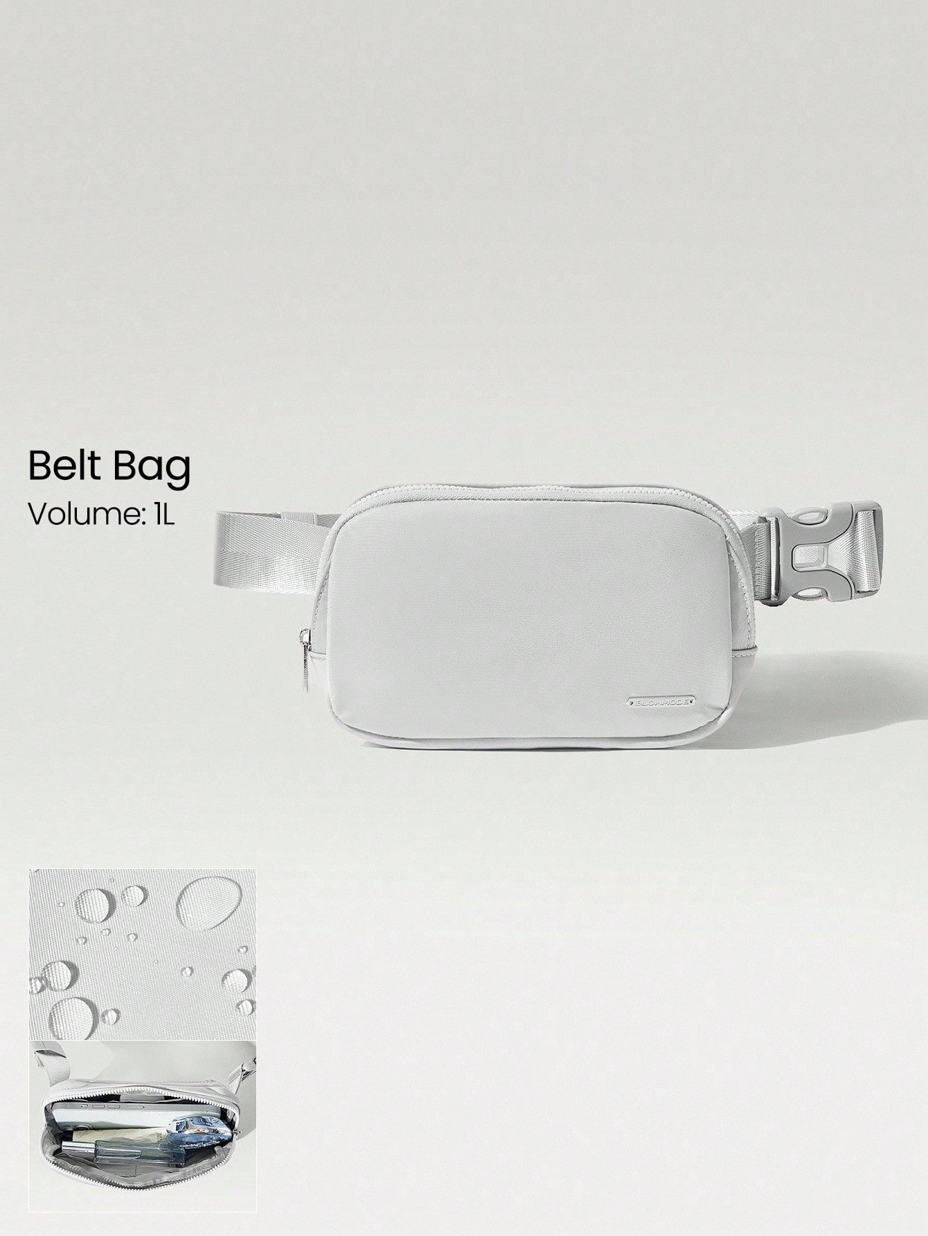 1L Zipper Everywhere Belt Bag Water Repellent Waist