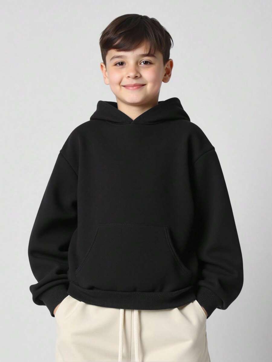 SHEIN Tween Boys Casual Pocket Long Sleeve Top, Spring/Autumn