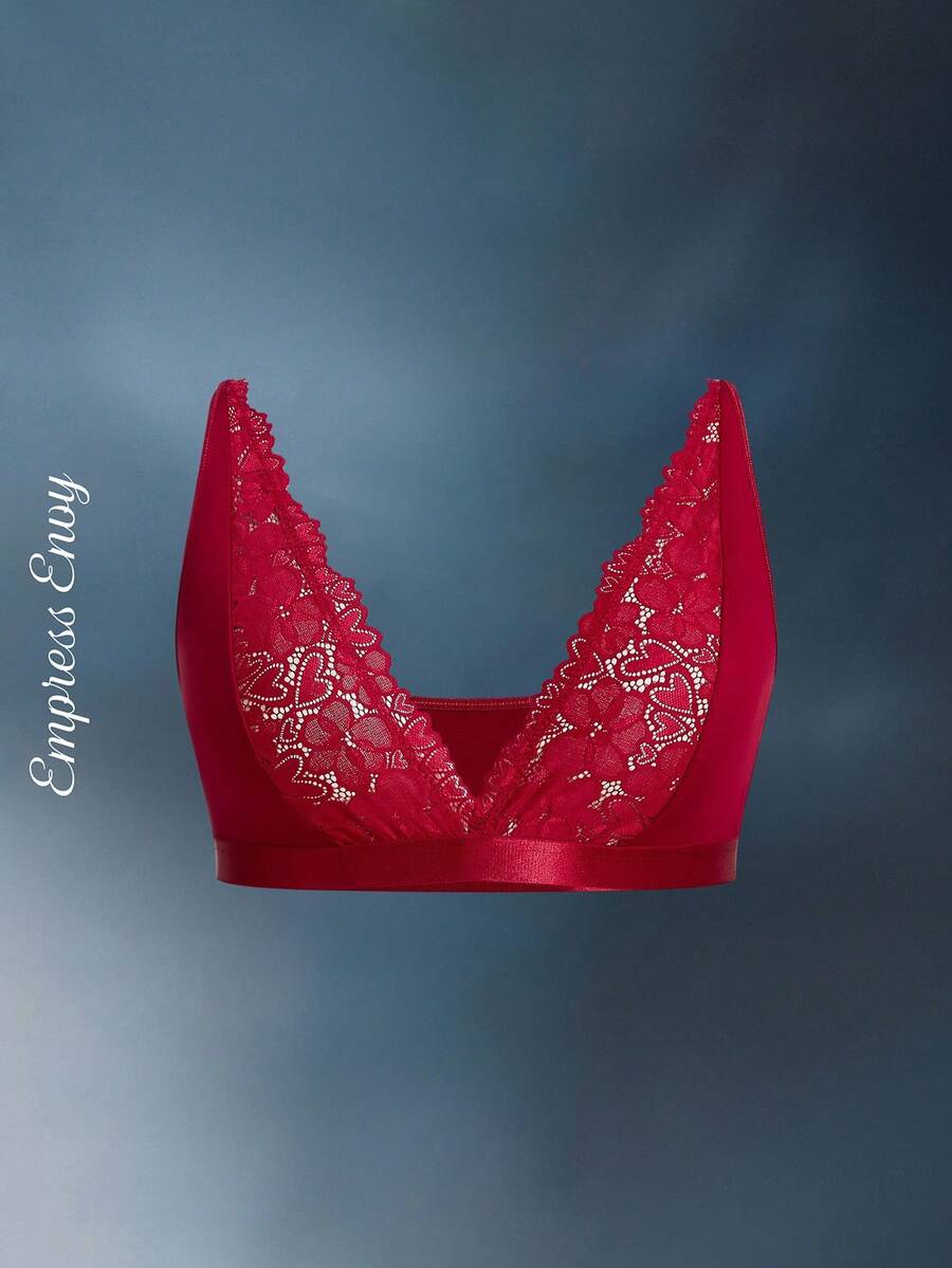 SHEIN Opulent Queen حمالة صدر كبيرة الحجم من دون أسلاك مزينة بالدانتيل