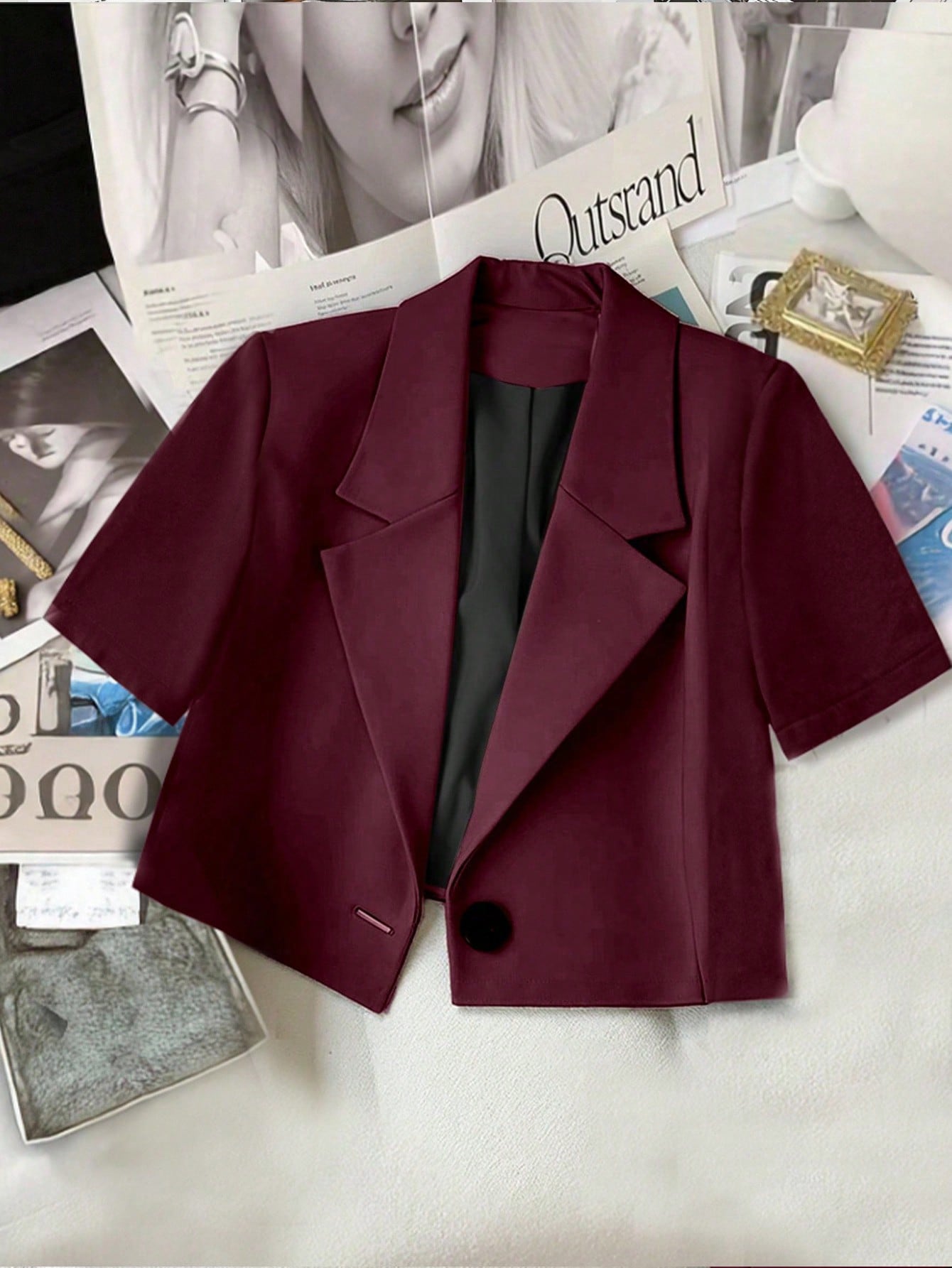 Franclia Elegante blazerjas met korte mouwen, geschikt voor dagelijks woon-werkverkeer