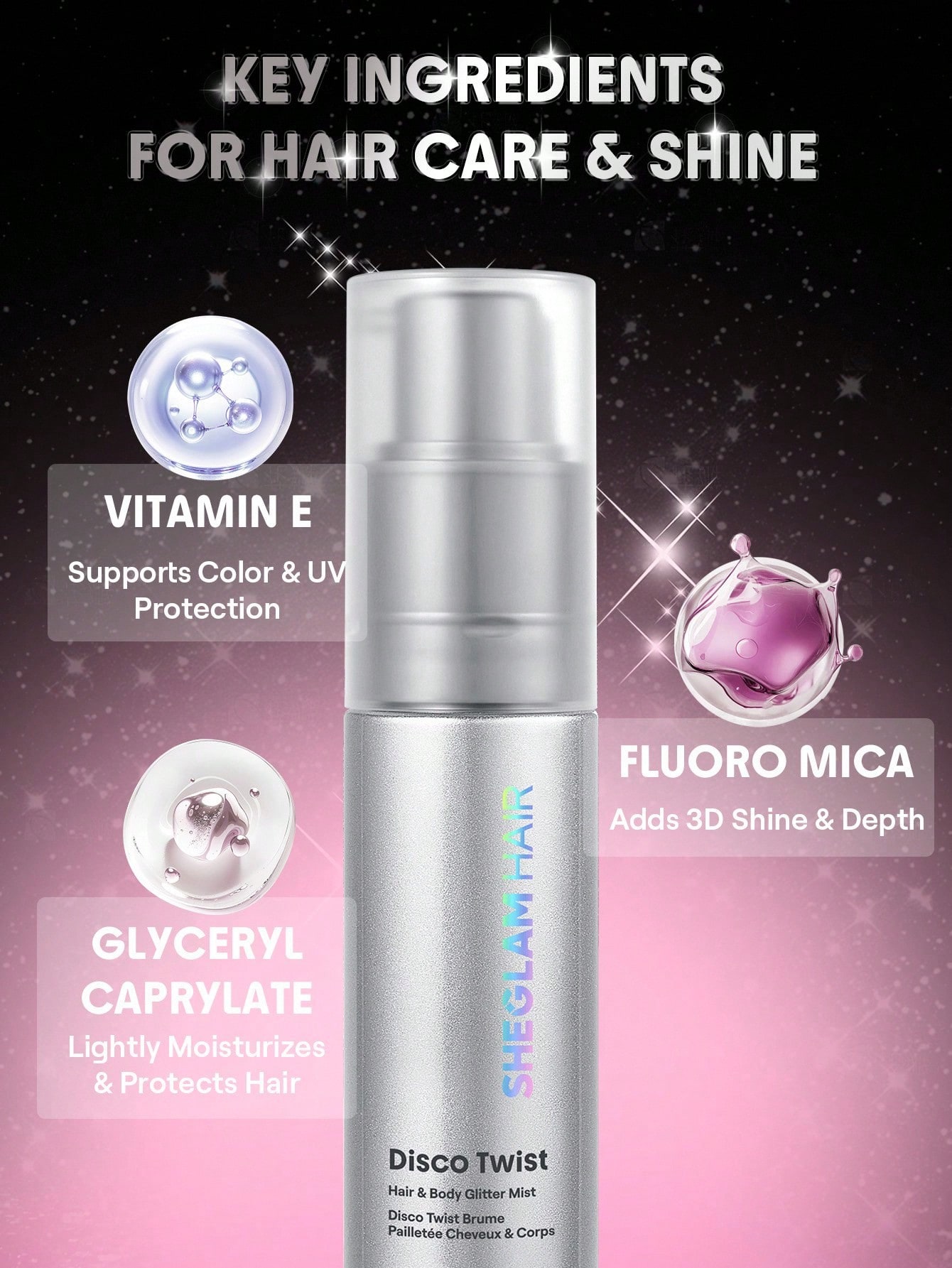 Disco Twist Hair & Body Glitter Mist - Midnight Aurora