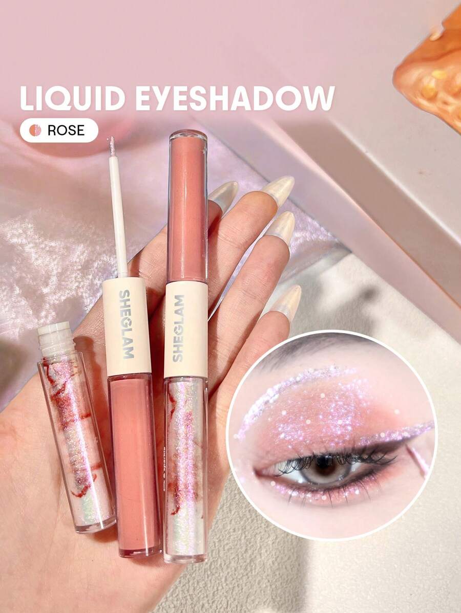 SHEGLAM Silk & Sparkle Double Ended Liquid Eyeshadow-Rose Long-Lasting Eyeshadow Liquid Matte Glitter Simmer Multi-Use Pigment Smooth Shiny Eyeshadow Graduation Birthday Holiday Summer Fall Autumn Y2K Fancy Fashion Women Brand Makeup Cosmetic Beauty Party Beach Travel Camping Outdoors School Campus Trip Festivals Decor Gift Present Rose Girl Cosplay Best Color Charm Vibe
