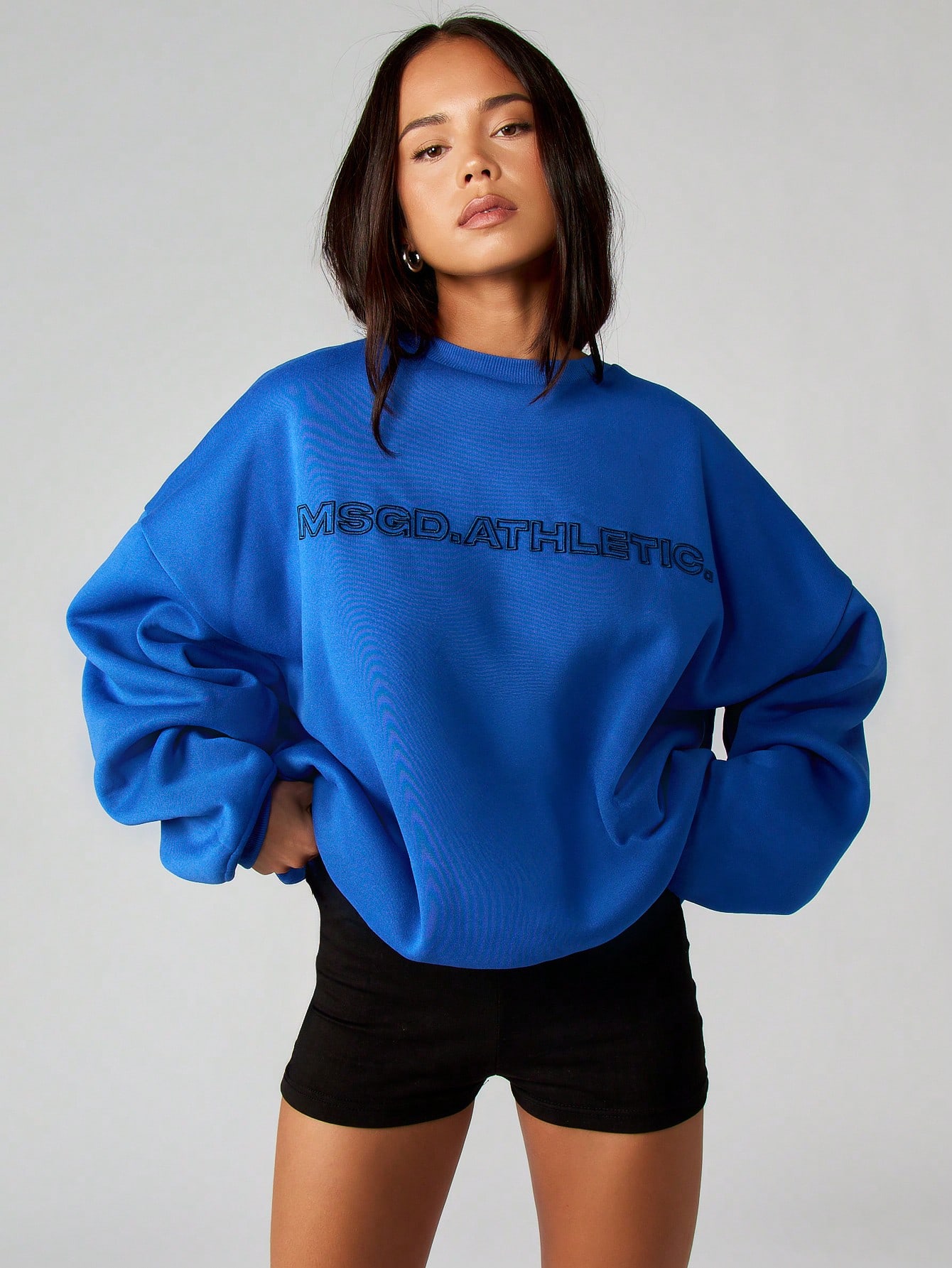 MISSGUIDED Crew Neck Oversized Sweatshirt With Print｜MISSGUIDED