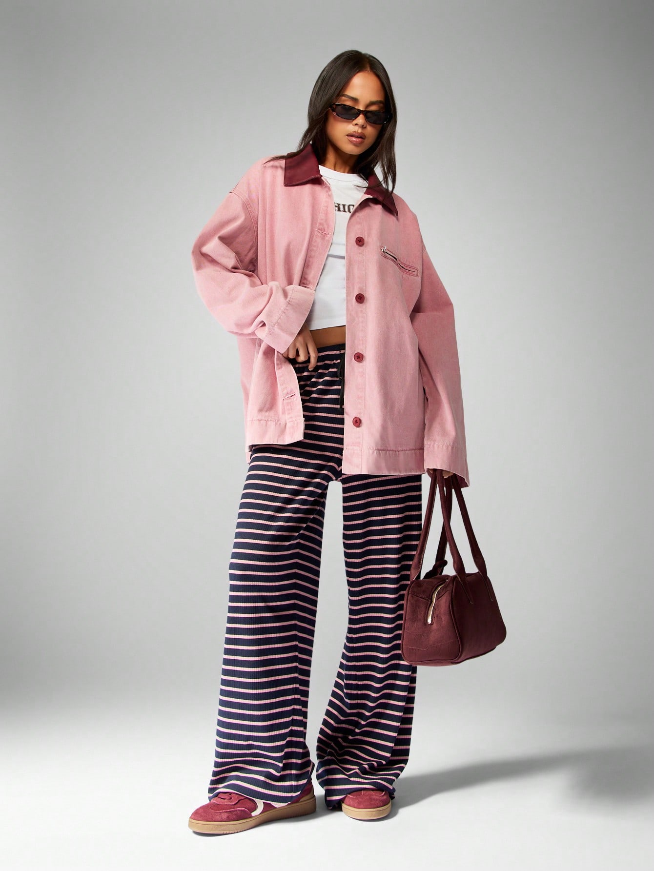 MISSGUIDED レザーカラーのオーバーサイズコットンキャンバス