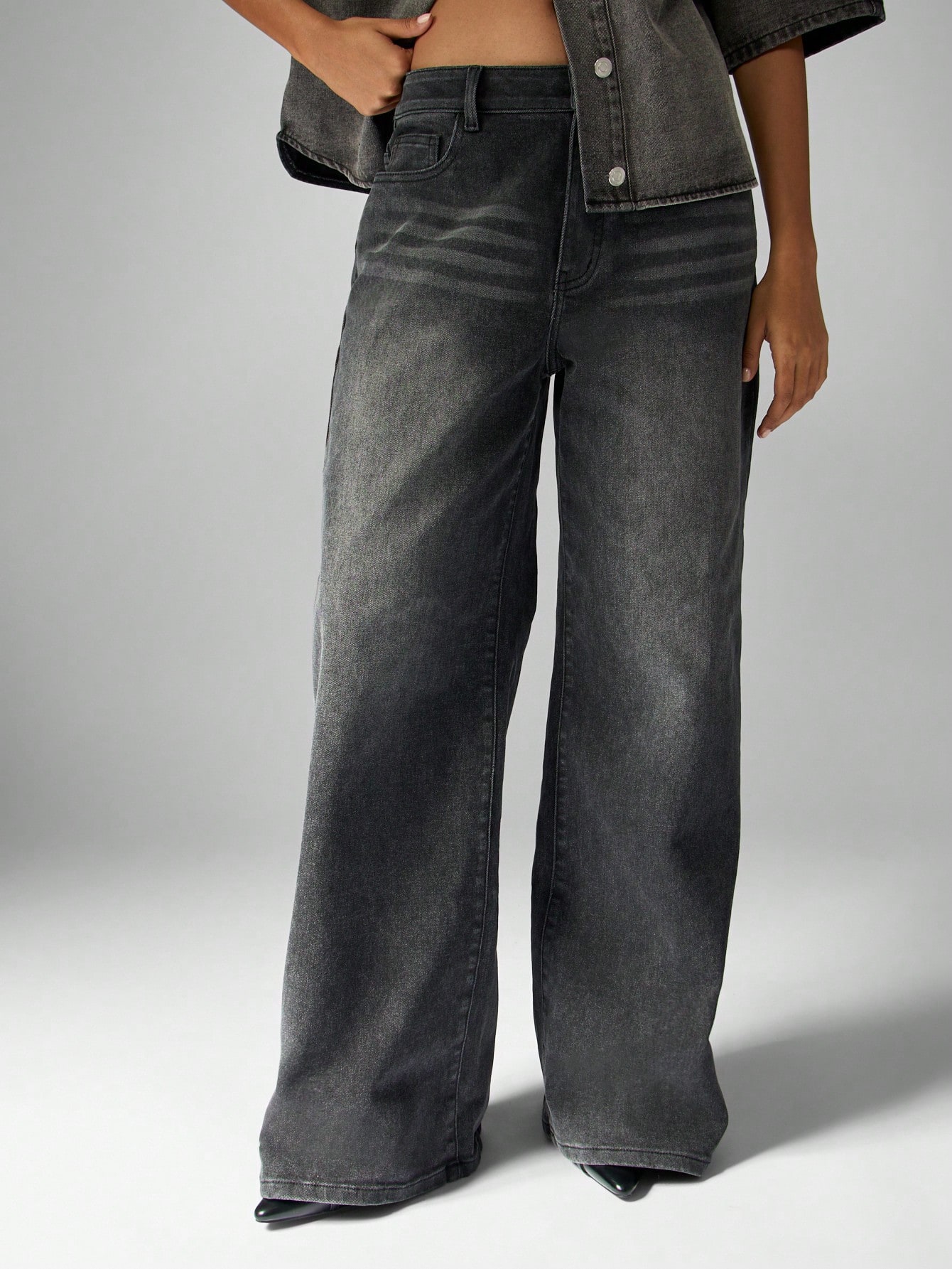 ロングレングスフレアデニム(ブラック) ロングレングス/デニムフレア