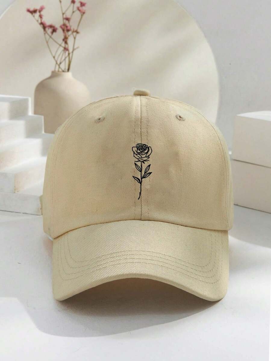 1pc Unisex Y2K Rose Print Baseball Cap, Fashionable Versatile Sunshade Hat Suitable For Spring And Autumn Daily Wear And Sun Protection