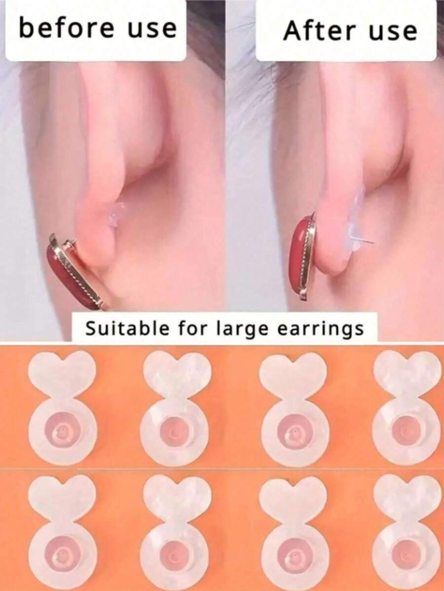 10/20/100/250 piezas Soportes de silicona para pendientes pesados, almohadillas de soporte invisibles para evitar que las orejas caigan, elevadores de pendientes seguros para pendientes de botón y colgantes para mujeres