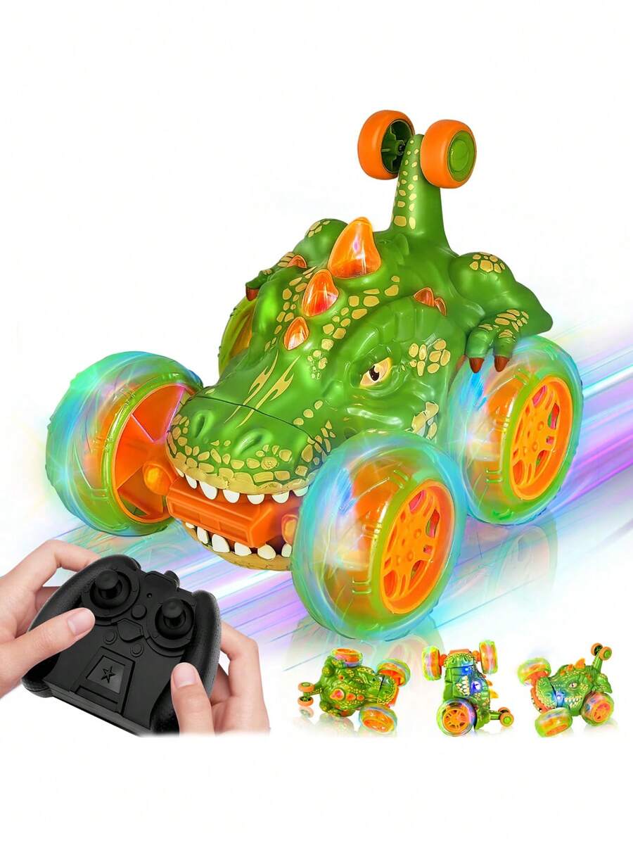 Voiture radiocommandée dinosaure avec rotation à 360°, roues illuminées, voiture RC dinosaure 2.4Ghz avec cascades rapides, voiture RC transformable, voiture de police transformante à l'échelle 1:18 avec lumières, transformation 1 touche avec rotation à 360°, jouet télécommandé d'intérieur et d'extérieur pour enfants de 3 ans et plus, cadeau idéal pour Noël/Halloween/Pâques pour les garçons