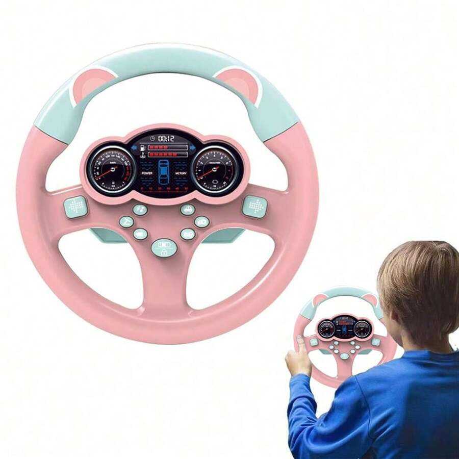 Kids Steering Wheel Toy With Light And Music, Car Backseat Simulated Driving Steering Wheel Gifts Toys For Kids