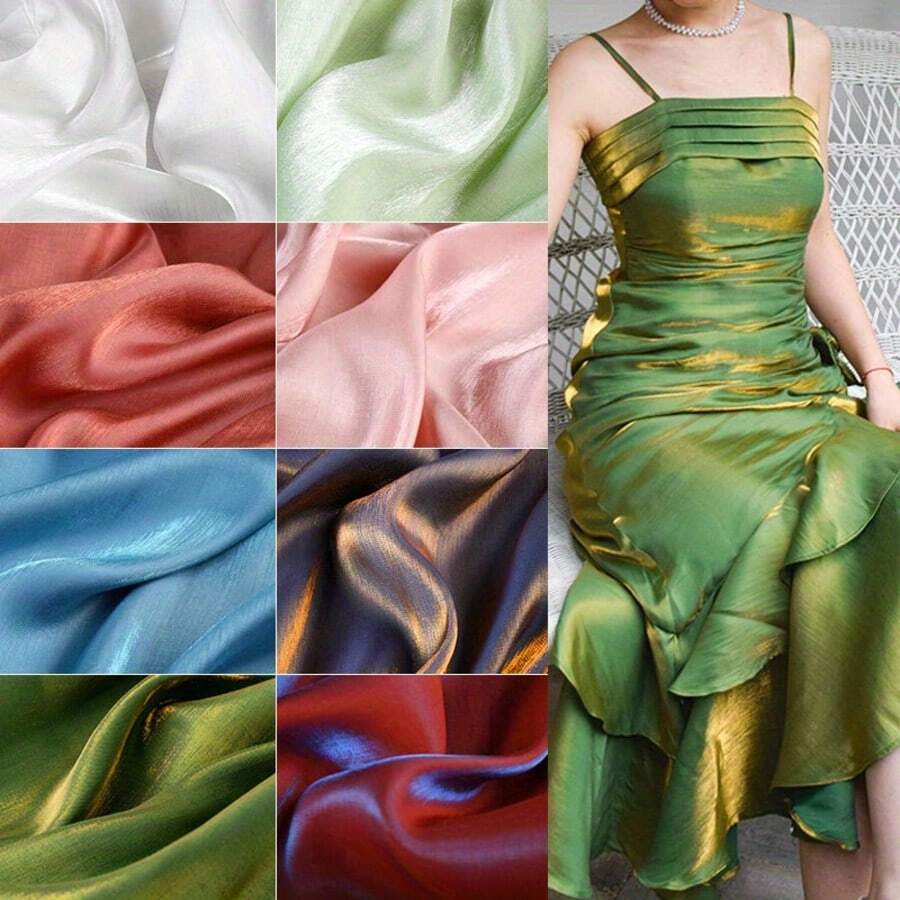 Silk Satin Gradient Imitation Vinegar Fabric Glossy Finish For Formal Dresse Wedding Gowns Clothing Designer Material