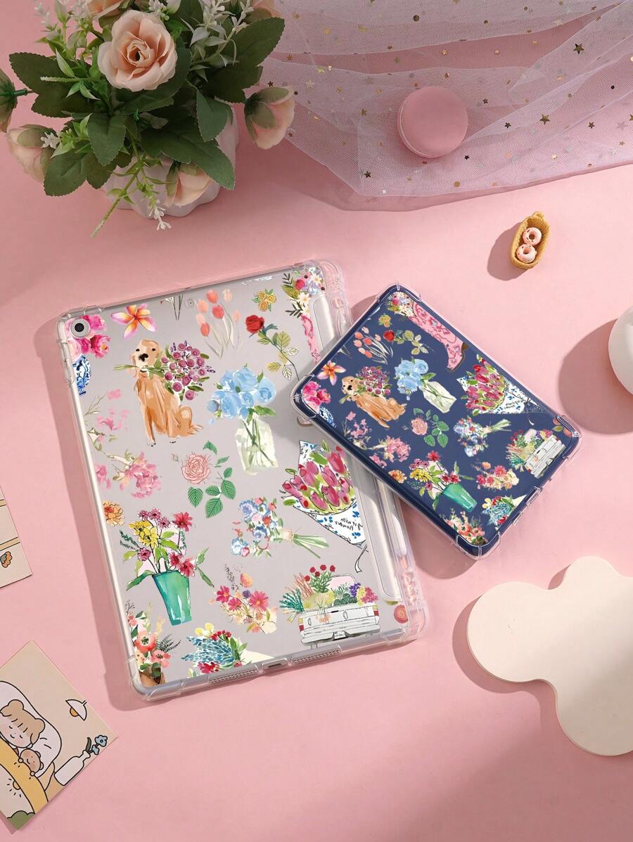 Patchwork Blumen Schutzhülle geeignet für iPad 10. Gen, iPad 7/8/9 10,2 Zoll, iPad Air 4/5. Gen 10,9 Zoll, Kindle Paperwhite 12. Gen 2024, Tab A7 Lite 8,7'', S6 Lite 10,4 Zoll, Vier-Ecken Stoßschutz, Einhändiger Griff