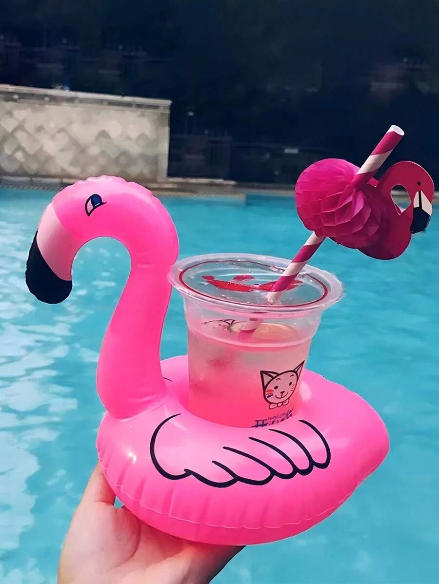 1pc/3pcs/5pcs Summer Pool Flamingo Cup Holder Inflatable Water Coaster Float Drink Cup Holder