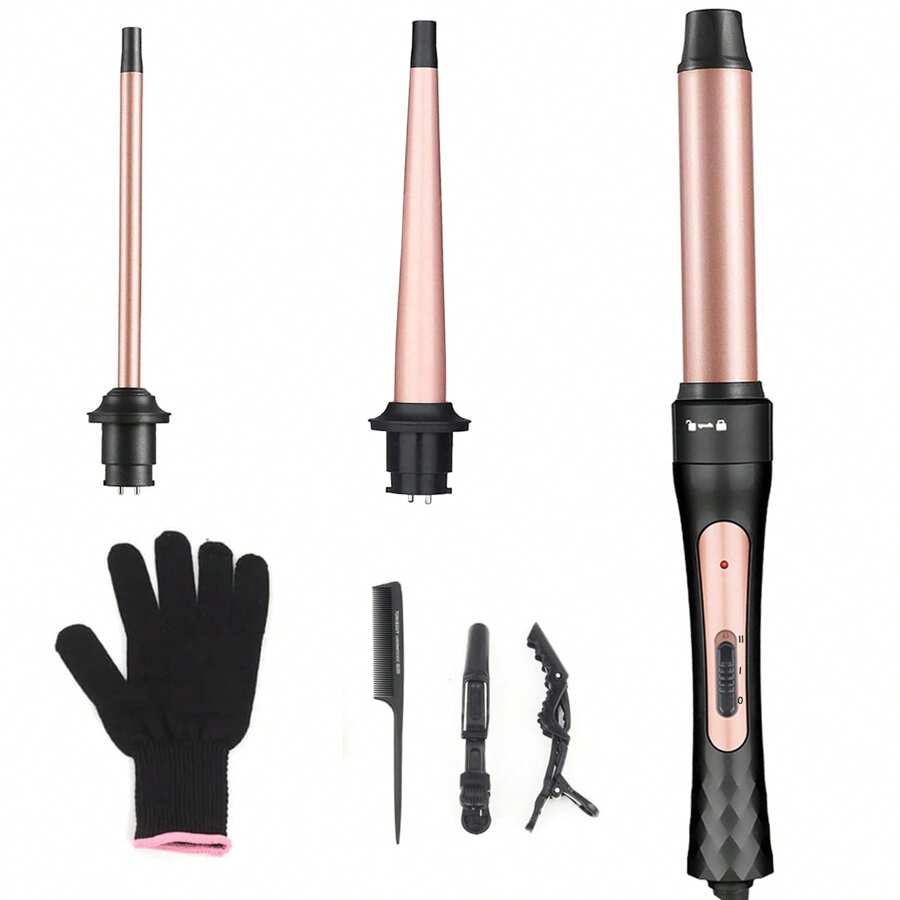 Curling Iron Wand Set, Curling Wand 3 In 1 Hair Curling Wands Interchangeable Ceramic 0.35-1.25inch Barrel Hair Curler, With Heat Resistant Glove