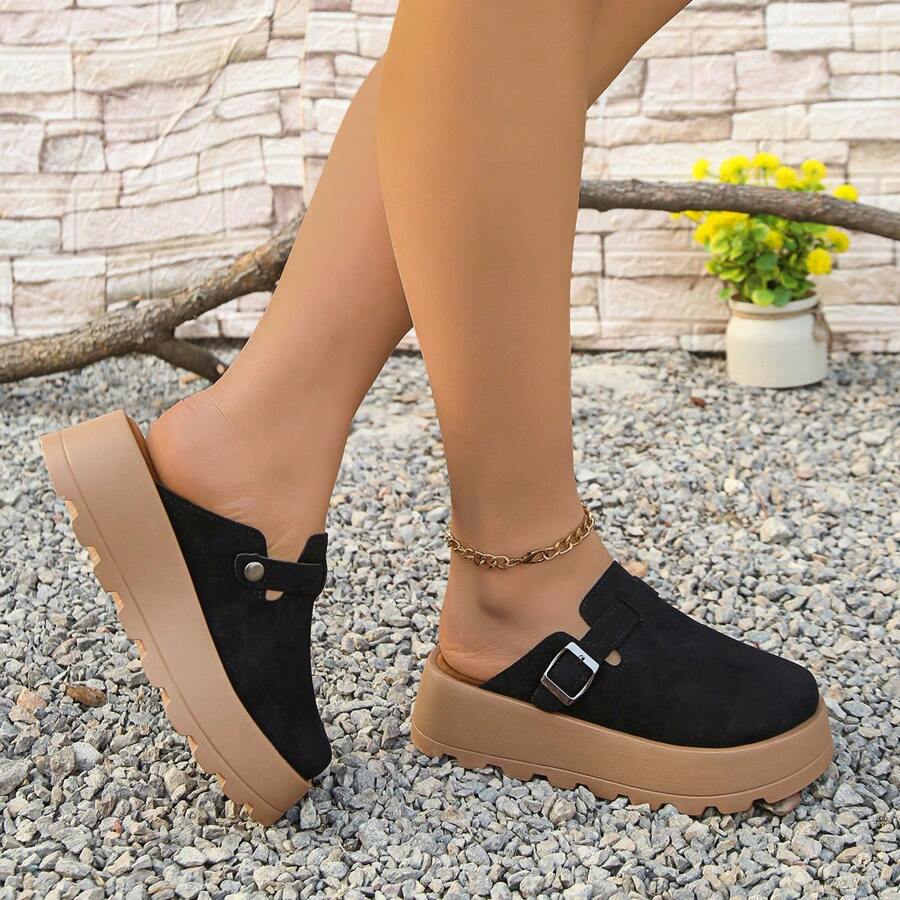 Women's Comfort Platform Slip-On Mules With Soft Padded Footbed, Closed Toe, Thick Sole, Spring/Summer 2025 New Arrival