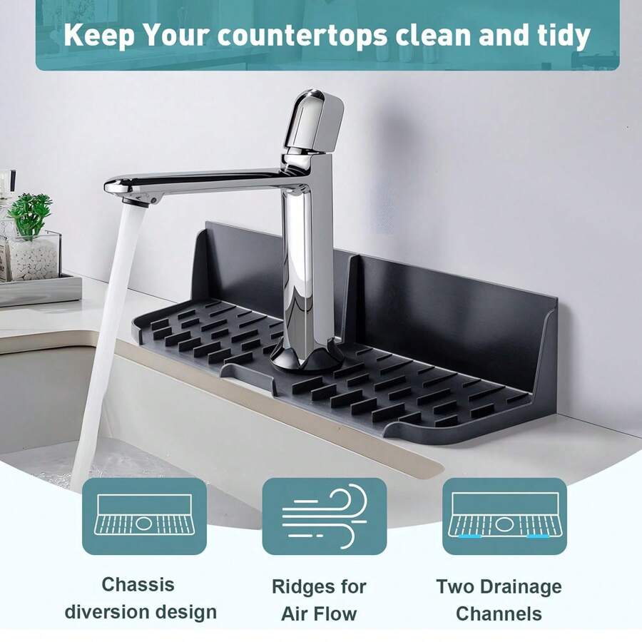 1PC Kitchen Sink Mat, Silicone Faucet Mat, Kitchen Sink Splash Guard, Sink Splash Mat For Kitchen, Kitchen Sink Splash Guard, Silicone Faucet Mat For Kitchen Sink For Kitchen Bathroom