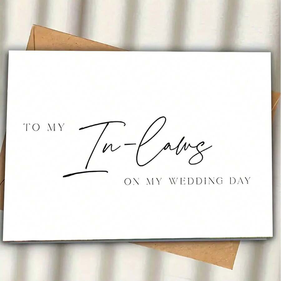 1pc Wedding Card For In-Laws, "TO MY In-Laws ON MY WEDDING DAY", Inviting In-Laws To The Wedding