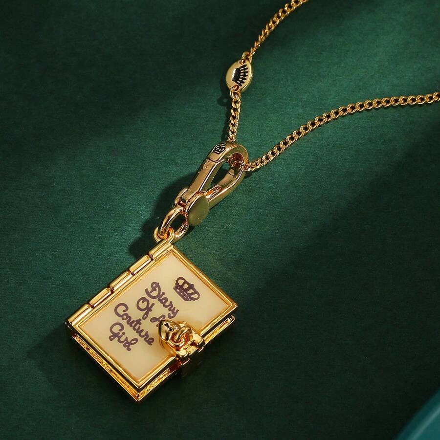 1 pieza Collar con dije en forma de corazón esmaltado de moda con estampado de letra, adecuado para uso diario de mujeres