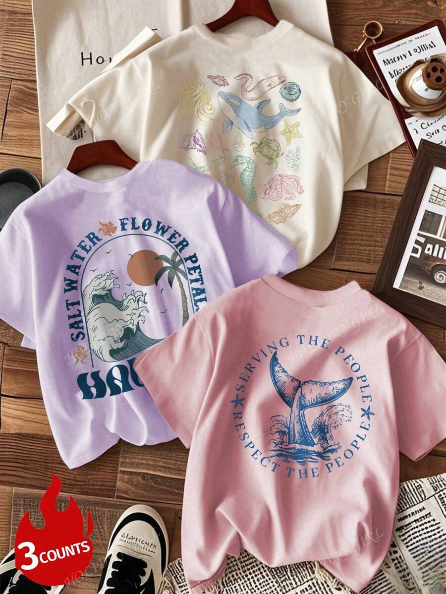 La nueva y simple camiseta de manga corta de cuello redondo de color gris oscuro de verano para mujer es elegante y multifuncional, adecuada para uso diario, vacaciones y ocio, y ropa de playa durante las vacaciones de primavera. Camisetas gráficas para mujer