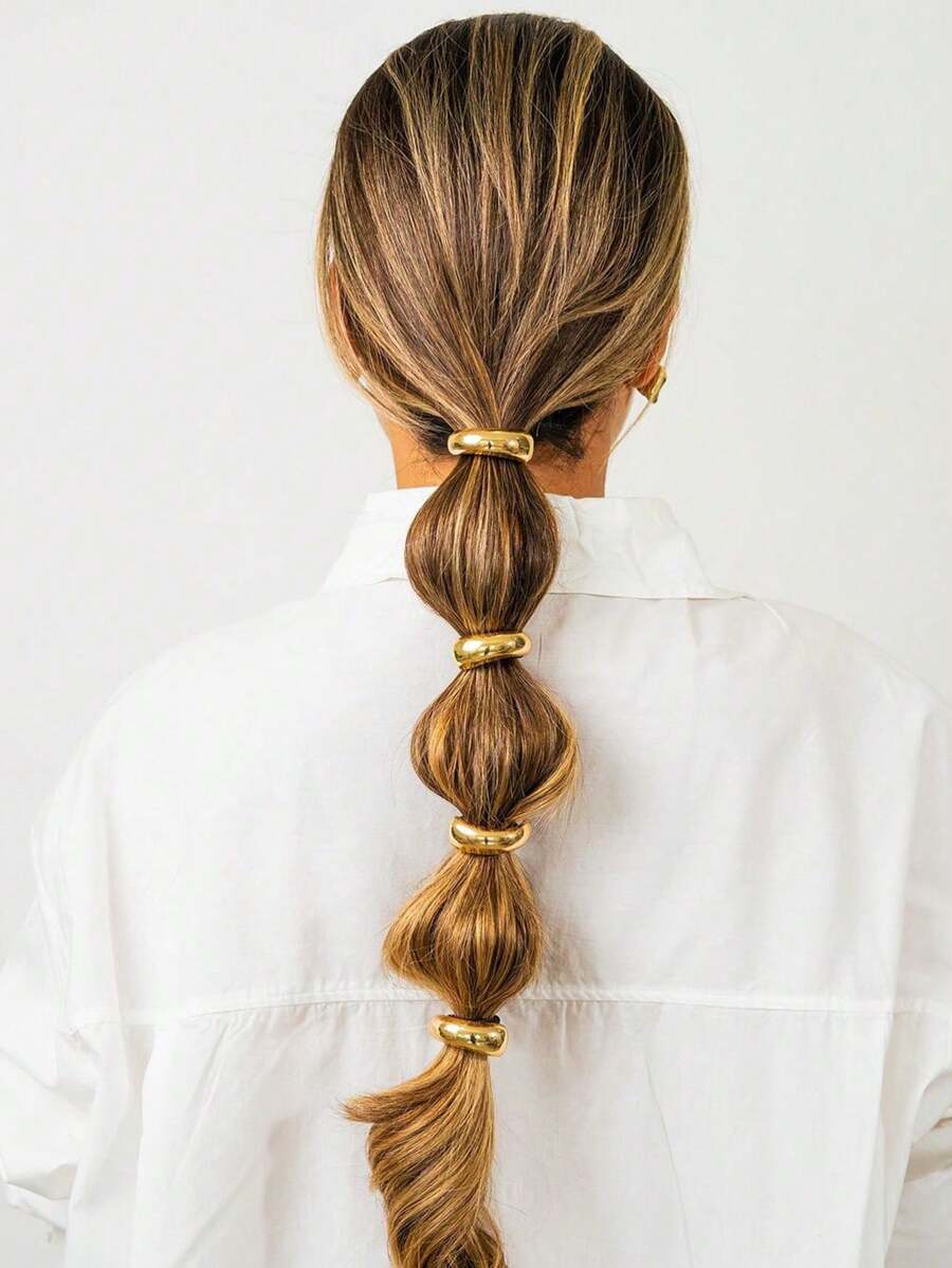 1 pieza Lazada de pelo metálica minimalista, Aro de pelo de aleación, nuevo accesorio de pelo con estilo coreano de alta gama para coleta, un regalo versátil para amigos