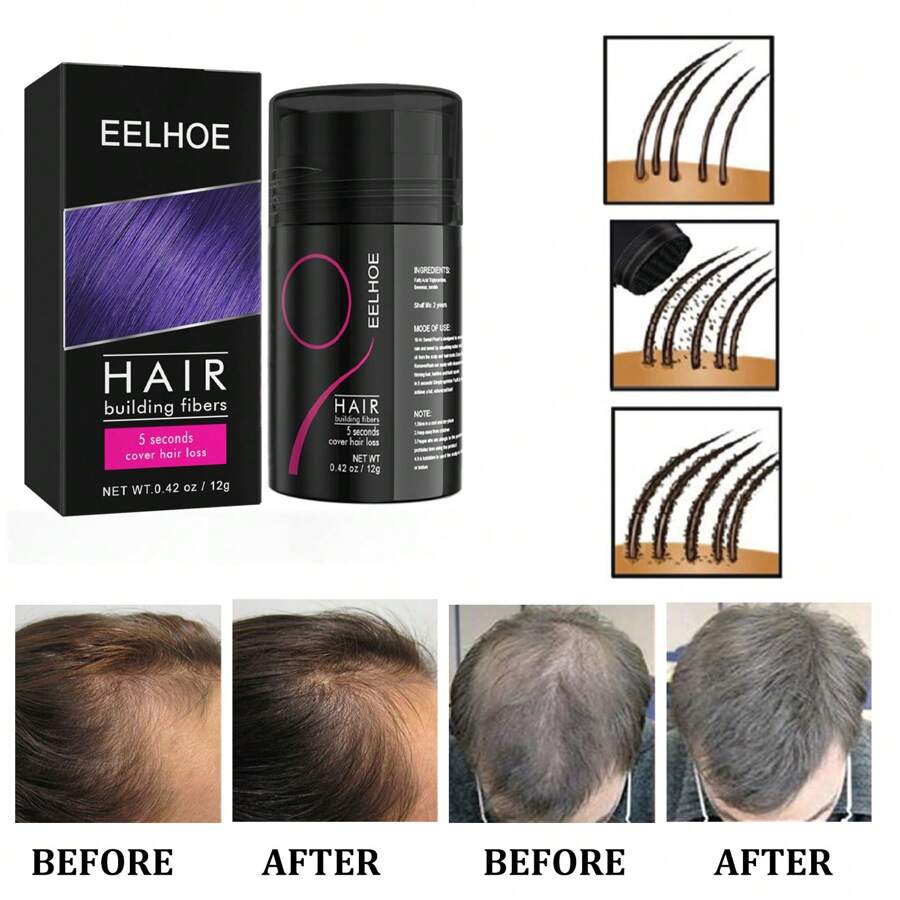 12g Fibras para densificar el cabello con cera de abeja y queratina - Volumen instantáneo en 5 segundos para cabello ralo/zonas calvas, a prueba de sudor por 16H, cuidado sin grasa para dejar puesto para hombres/mujeres, todo tipo de cabello