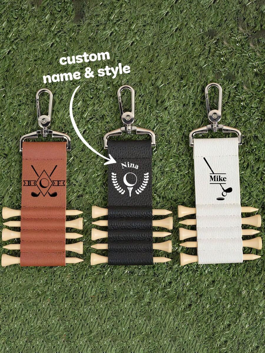 1pc Personalised Golf Tag , Custom PU Leather Tee Holder, It Can Be Customized With Letter Or Text. Handmade Luggage Tags, Best Dad By Par, Golf Accessory.Fashionable, Practical, And Durable.