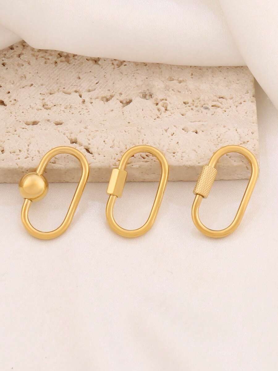 2pcs Stainless Steel Oval Screw Lock Clasp Findings Gold Geometric Carabiner Lock Hook Spiral Clasps For DIY Jewelry Necklace Bracelet Making Accessories Supplies