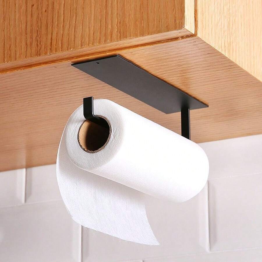 1pc Paper Towel Holder - Wall Mount Adhesive Rust-Proof Paper Roll Dispenser, Upgraded Aluminum Alloy Kitchen Roll Dispenser For Cabinet Underneath, Lighter But Sturdier Than Stainless Steel, Suitable For Kitchen, Bathroom, Garage, RV